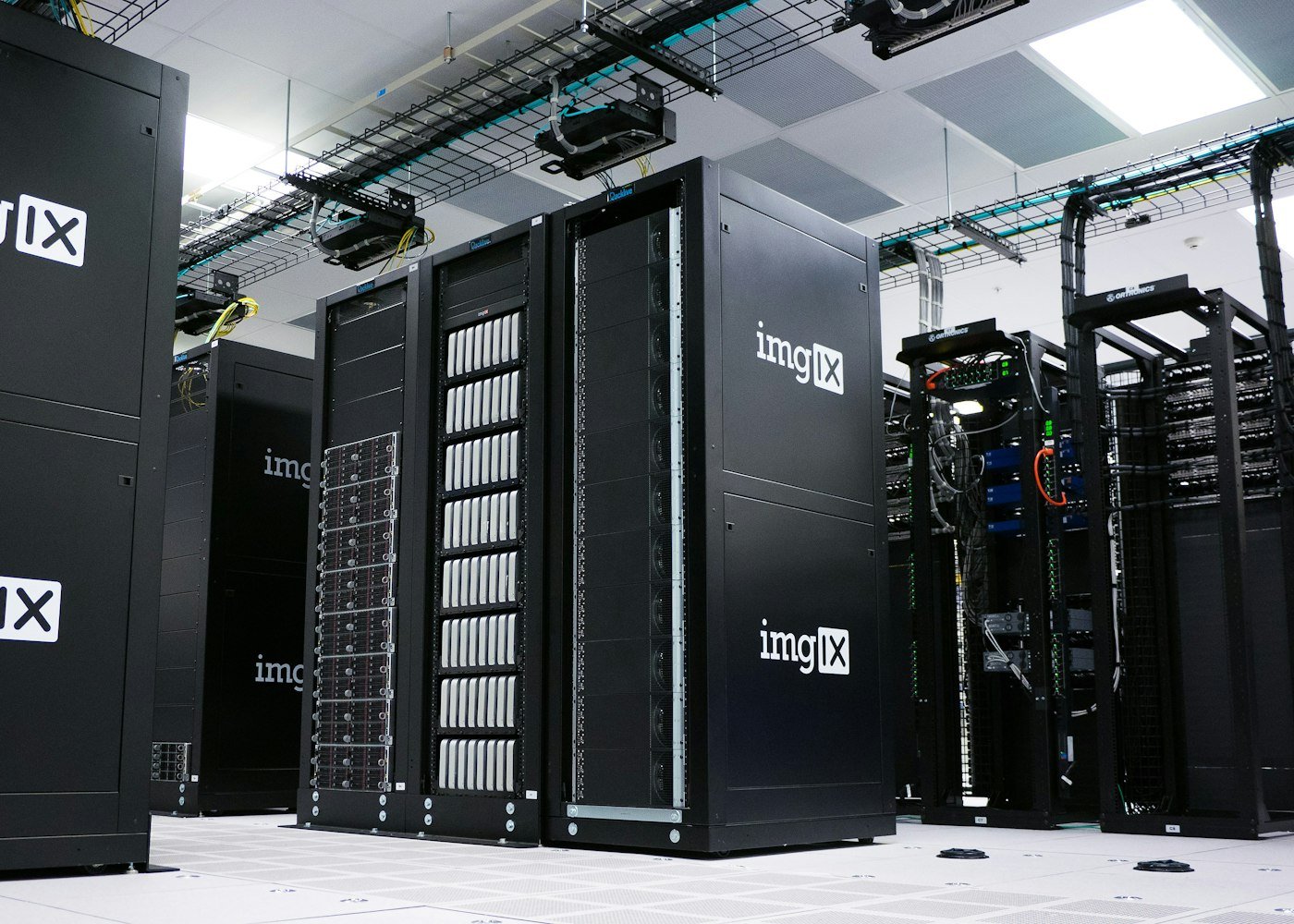 Rows of servers in a data centre