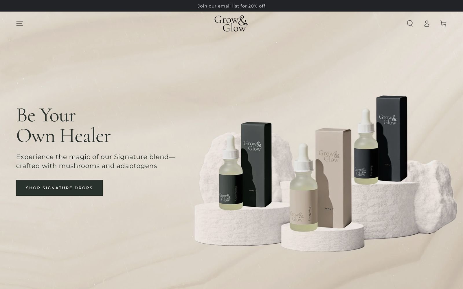 Grow & Glow on desktop
